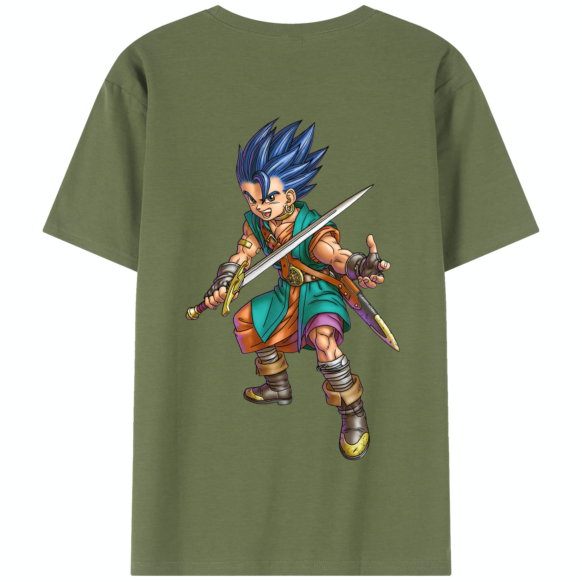 （画像用） ドラゴンクエスト Doragon Kuesuto Dragon Quest 綿100％半袖Tシャツ（背面プリント）